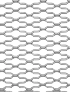 Grille de métal déployé référence 485 en aluminium anodisé argent, dimensions 1000X1000, épaisseur 2mm