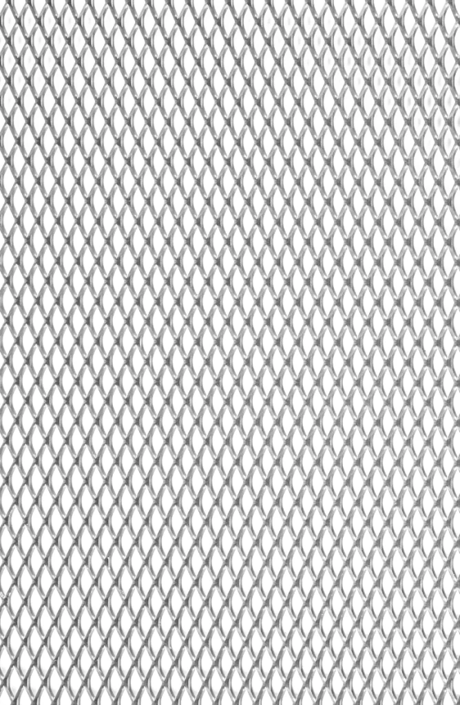 Grille de métal déployé référence 487 en aluminium anodisé argent, dimensions 1000X2000, épaisseur 0,8mm