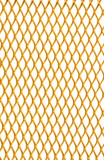 Grille de métal déployé référence 484 en aluminium anodisé or, dimensions 1000X1000, épaisseur 1mm