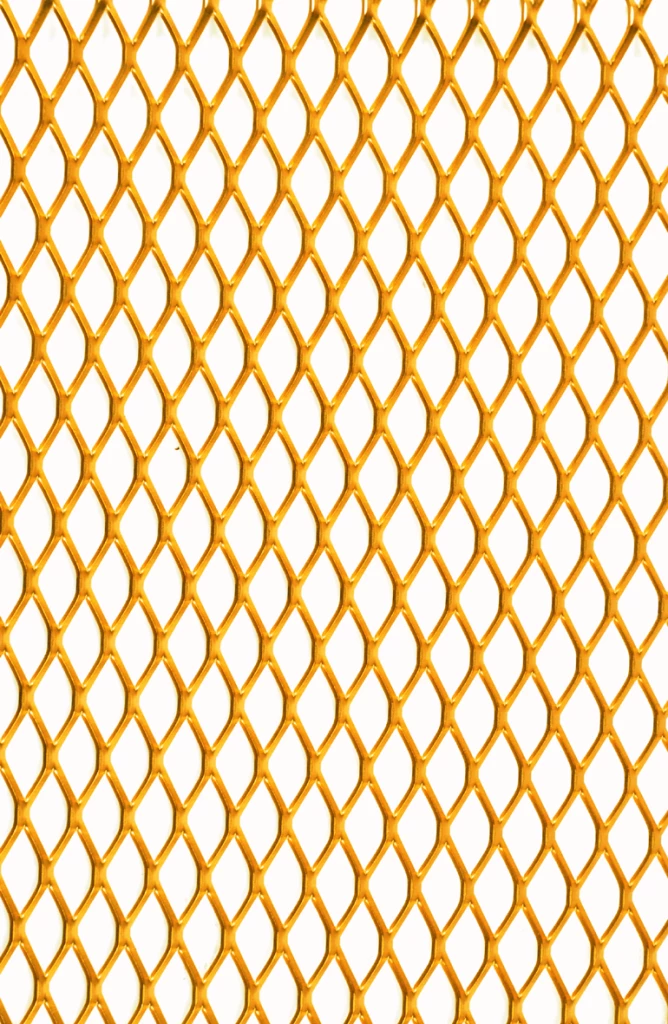 Grille de métal déployé référence 484 en aluminium anodisé or, dimensions 1000X500, épaisseur 0,8mm