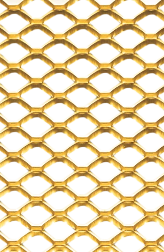 Grille de métal déployé référence 486 en aluminium anodisé or, dimensions 1000X2000, épaisseur 1mm