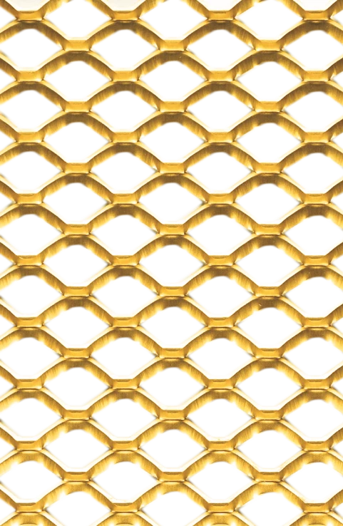 Grille de métal déployé référence 486 en aluminium anodisé or, dimensions 1000X2000, épaisseur 1mm