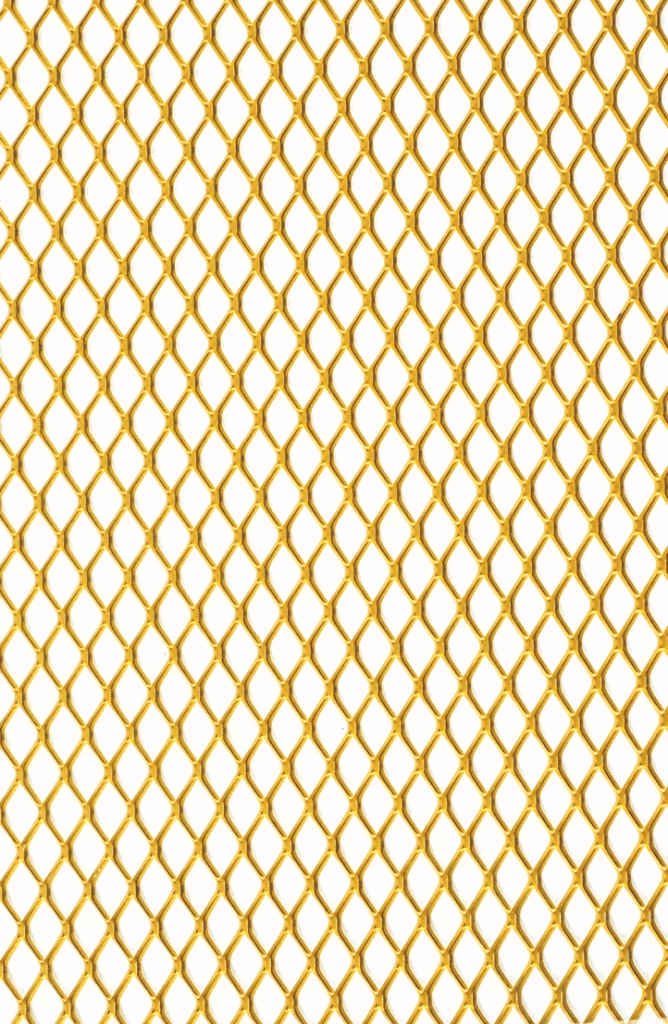 Grille de métal déployé référence 483 en aluminium anodisé or, dimensions 1000X2000, épaisseur 0,8mm