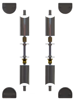 Kit de supports d'entretoises droite pour une paire de poignées tubulaires 4865 en aluminium finition inox