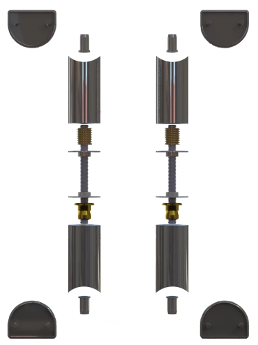 Kit de supports d'entretoises droite pour une paire de poignées tubulaires 4865 en aluminium finition inox