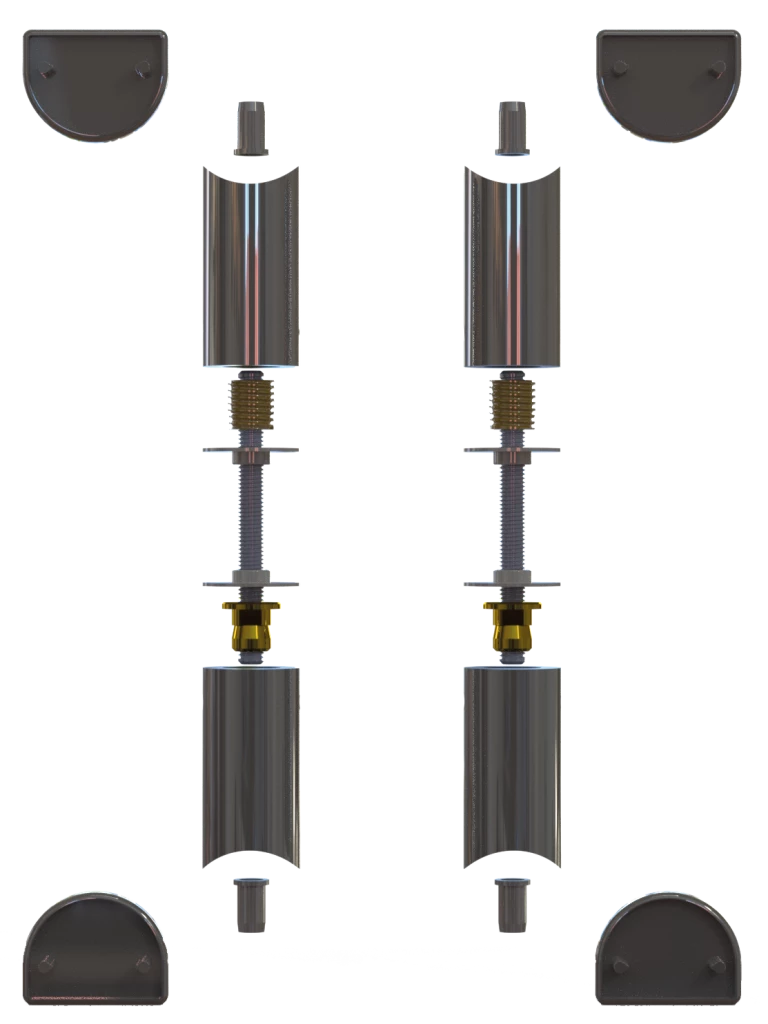 Kit de supports d'entretoises droite pour une paire de poignées tubulaires 4865 en aluminium finition inox
