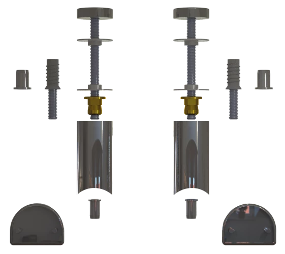 Kit de supports d'entretoises déportée pour une paire de poignées tubulaires 4885 aluminium finition inox
