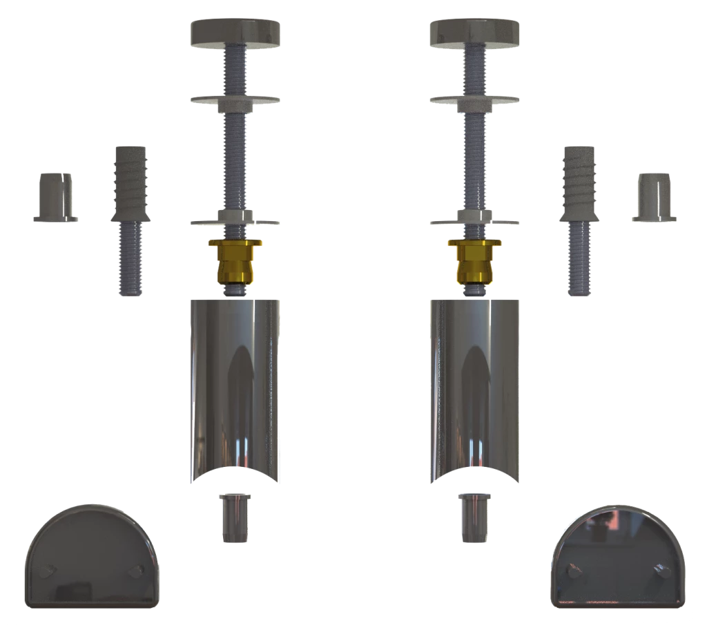Kit de supports d'entretoises déportée pour une paire de poignées tubulaires 4885 aluminium finition inox