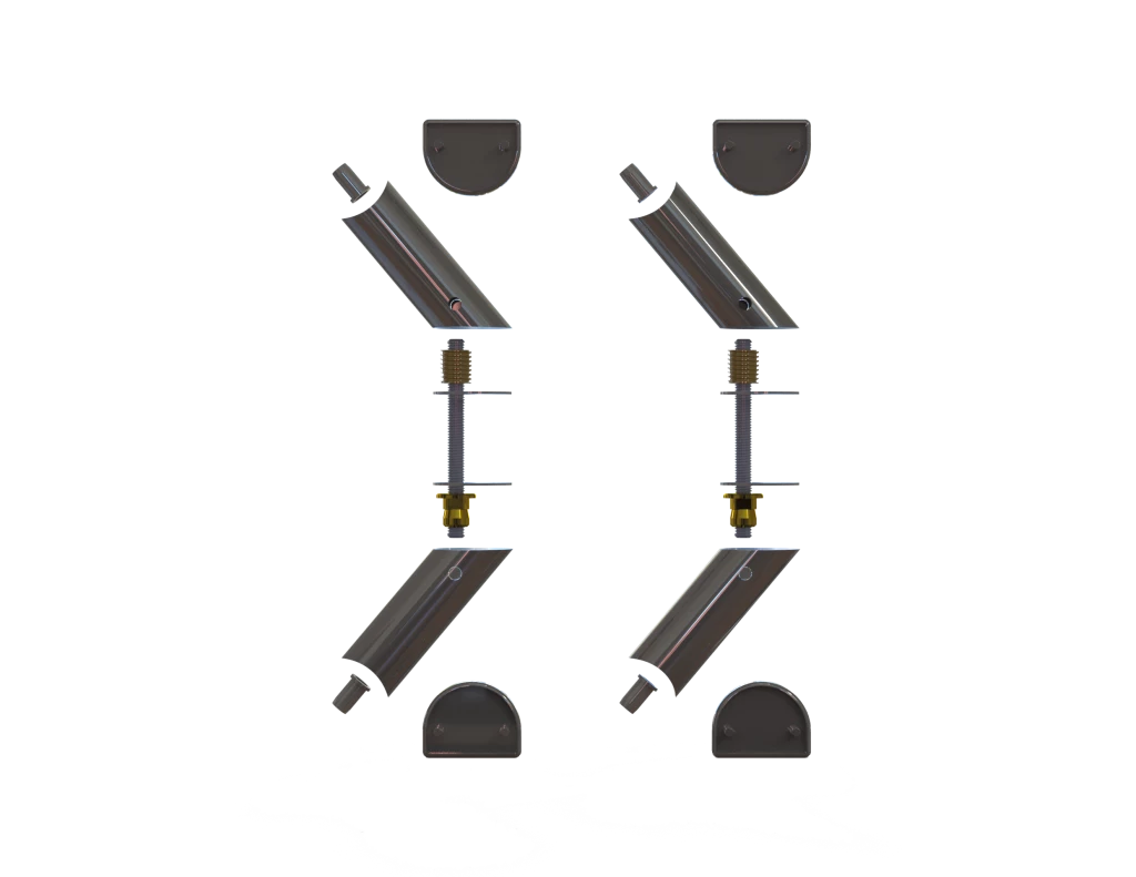 Kit de supports d'entretoises déportée pour une paire de poignées tubulaires 4885 en aluminium noir mat RAL 9005