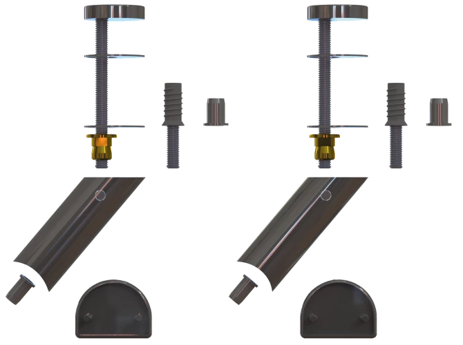 Kit de supports d'entretoises déportée pour une poignée tubulaire 4885 en aluminium noir mat RAL 9005