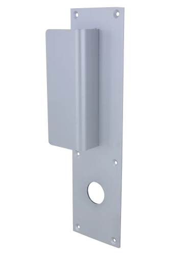 Poignées sur plaque en aluminium anodisé argent pour porte palière 1140, 250X70X2 mm
