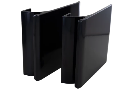 Paire de poignées pavé 1820 en aluminium laqué NOIR RAL9005 pour porte battante, 150mm de hauteur, 110mm d'entraxe