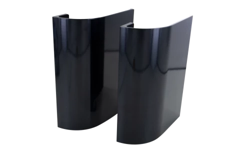 Paire de poignées aileron en aluminium laqué noir RAL9005, 150 mm de hauteur, entraxe 110 mm