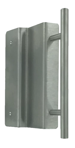 Poignée déportée en inox satiné pour coulissant, slide C courte