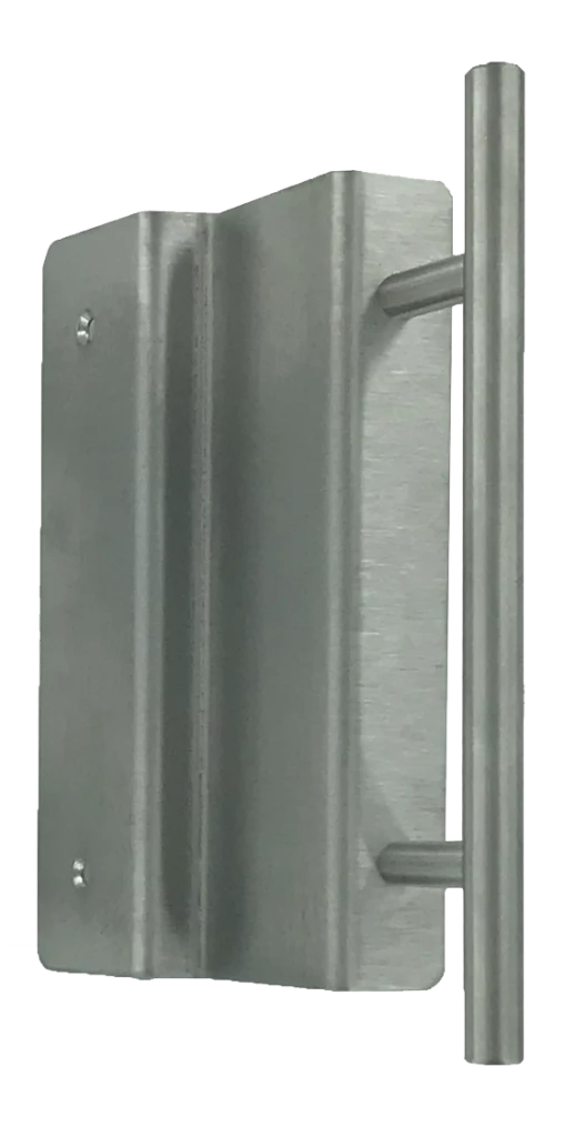 Poignée déportée en inox satiné pour coulissant, slide C courte