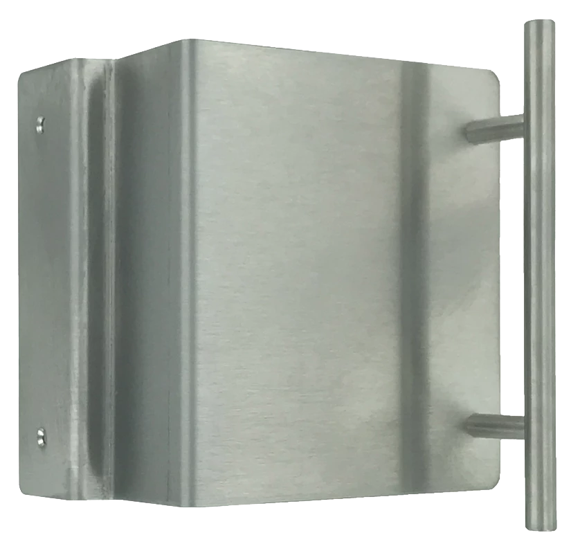 Poignée déportée en inox satiné pour coulissant, slide C moyen