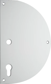 Paire de plaques de collectivité demi-lune Diane, modèle bec de cane clé I en aluminium anodisé argent, 230 mm de hauteur, 150 mm de largeur, épaisseur de 3 mm