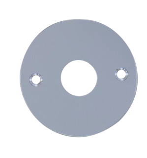 Entrées rondes pour portes en aluminium anodisé argent, épaisseur de 1 mm, percées fraisées pour vis de 3 mm