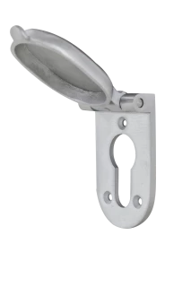 Protecteur cache cylindre en inox 316 satiné, modèle clé I, hauteur de 61 mm, largeur de 37 mm, épaisseur de 3mm