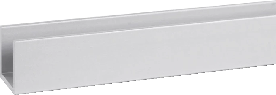 Profil en U en aluminium anodisé argent, 10x10x1,5mm, longueur  2M