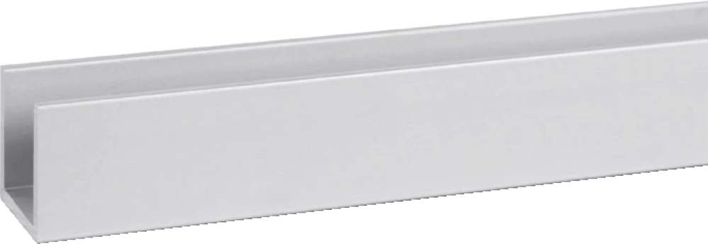 Profil en U en aluminium anodisé argent, 15x15x1,5mm, longueur 6M