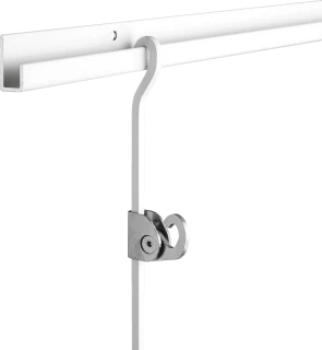 Kit contenant 1 rail d'accrochage de 2M, 2 tringles pour tableaux (4x4mm) de 1,5M, 4 crochets nickelés