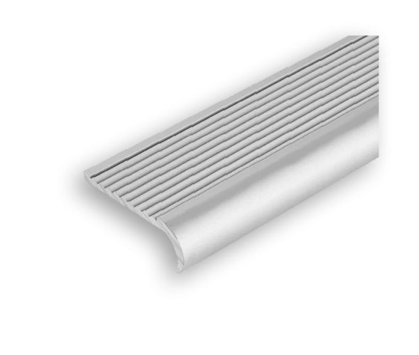 Nez de marche en aluminium anodisé argent, 40x15mm, longueur 6M