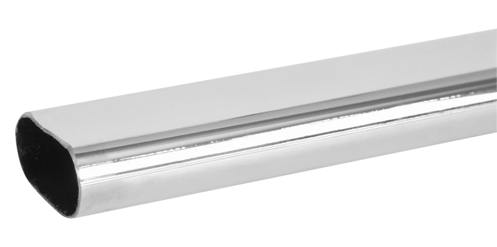Tube ovale en acier chromé, 30x15mm, ép. 0,6mm, longueur 2,5M