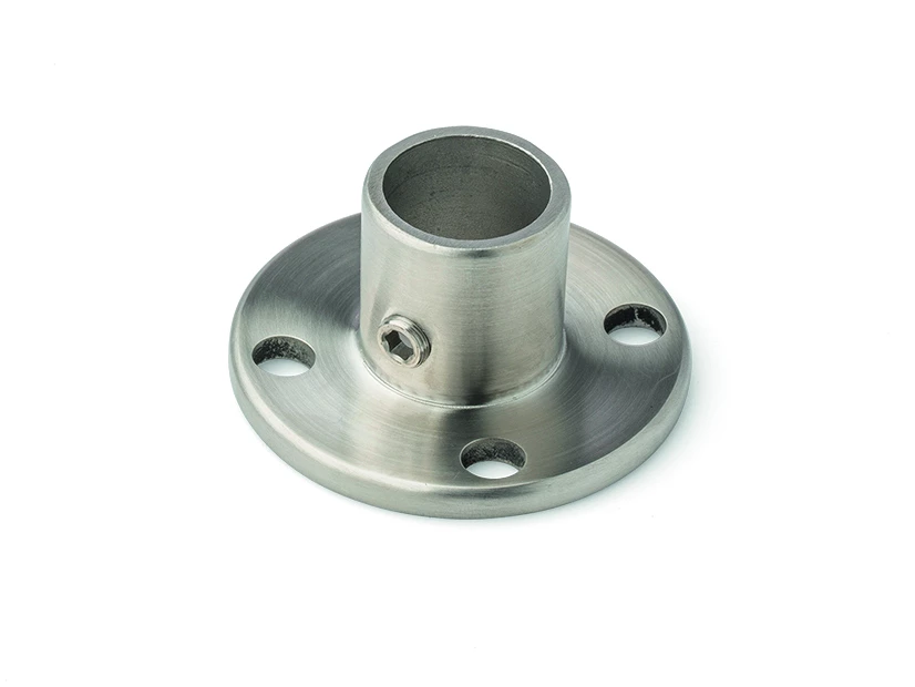 Embase en inox 316 satiné pour tube D28mm, réf. 8000