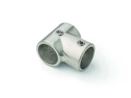 T à 2 vis en inox 316 satiné pour tube D28mm, réf. 8020