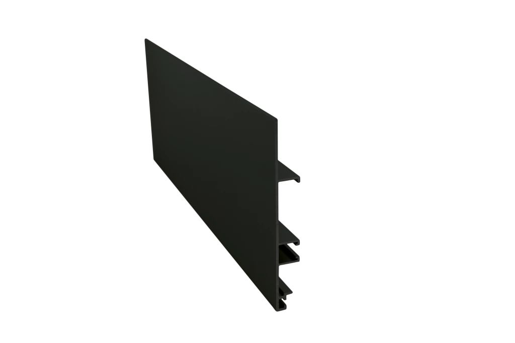 Plinthe de cuisine en aluminium laqué noir, hauteur 80mm, longueur 4010mm