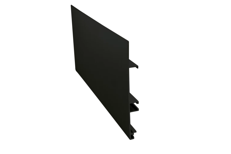 Plinthe de cuisine en aluminium laqué noir, hauteur 150mm, longueur 4010mm