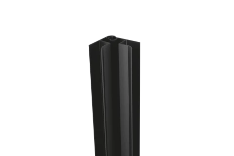 Angle réglable en aluminium laqué noir pour plinthe de cuisine, hauteur 75mm