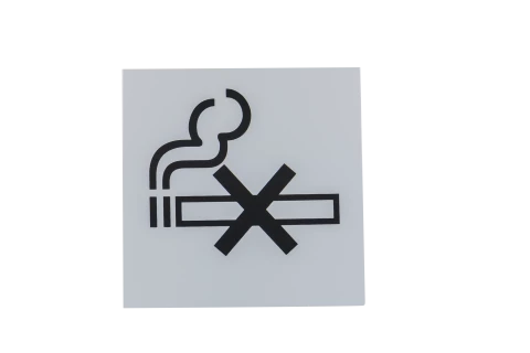 Plaque signalétique adhésive picto "ne pas fumer", aluminium anodisé argent, 120X120mm 