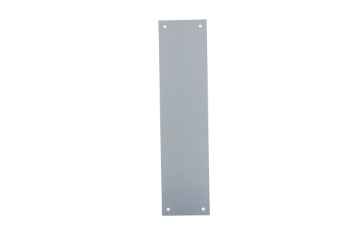 Plaque signalétique vierge en aluminium anodisé argent percée 4 trous 75X305mm