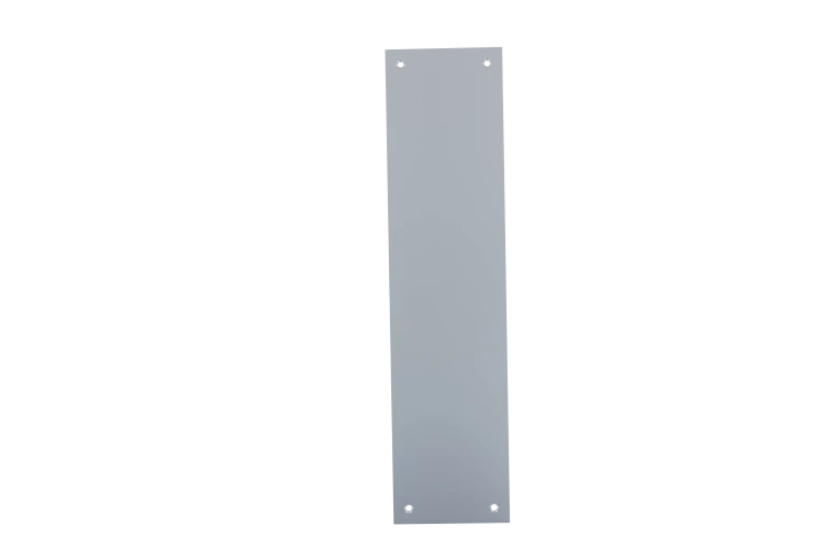 Plaque signalétique vierge en aluminium anodisé argent percée 4 trous 75X305mm