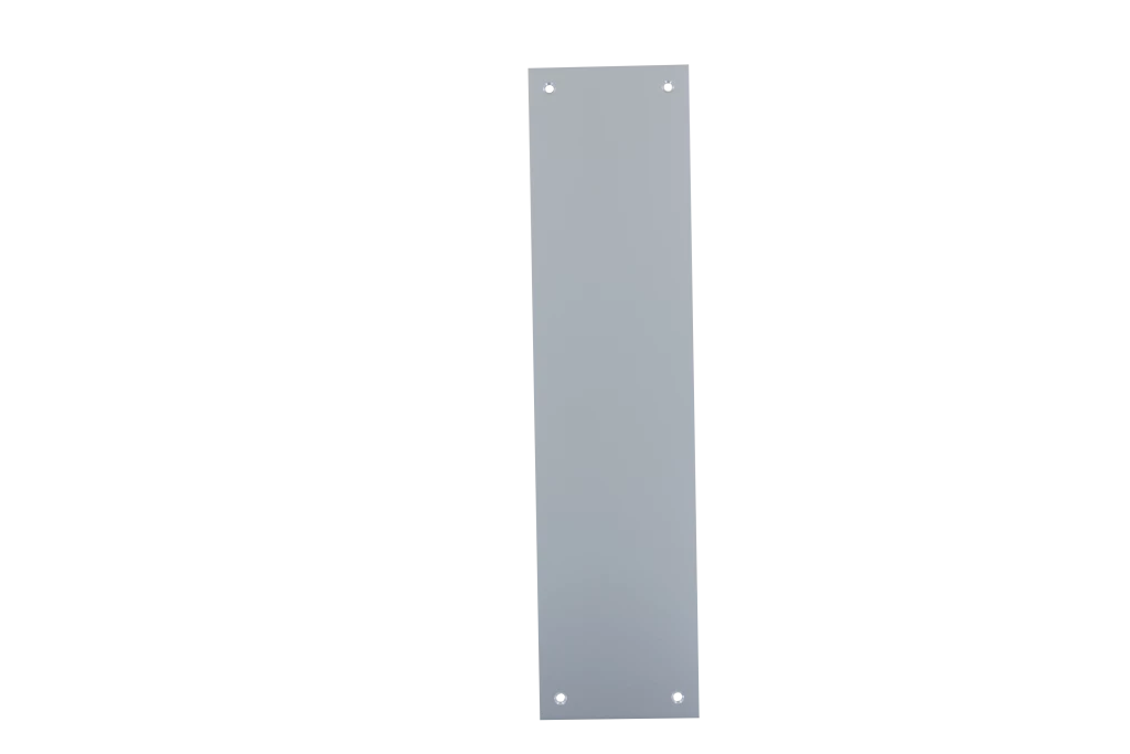 Plaque signalétique vierge en aluminium anodisé argent percée 4 trous 75X305mm