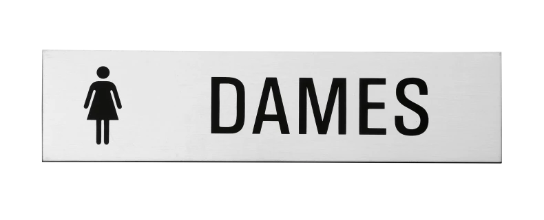 Plaque signalétique adhésive "Dames" + picto, inox 304 satiné, 160X40mm