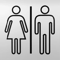 Plaque signalétique adhésive picto H/F, inox 304 satiné, 85X85mm