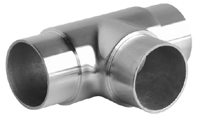 Raccord poteaux intermédiaire en T inox 316. Diamètre 42,4 mm. Epaisseur 2 mm.