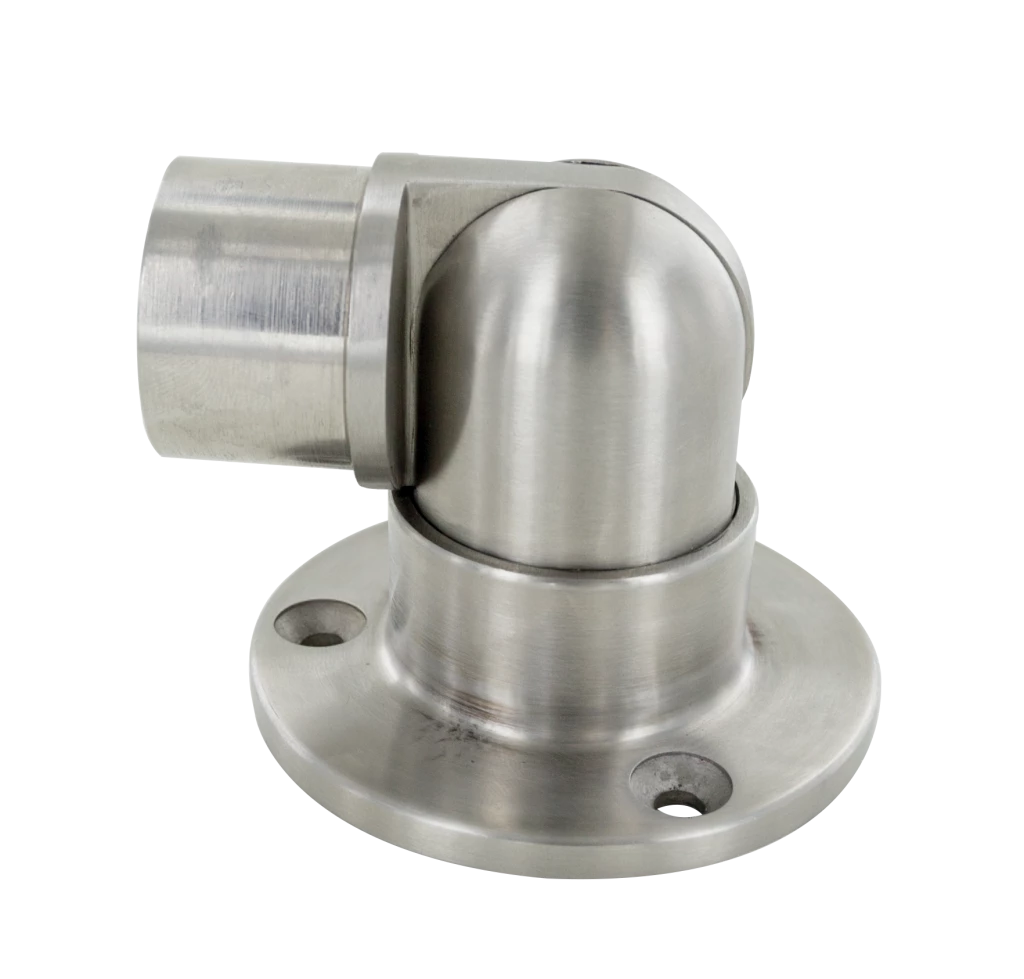 Embase de fixation murale articulée. Embase de Diamètre 85 mm. Main courante de Diamètre 42,4 mm.