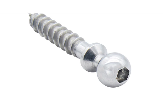 Vis à boule filet bois de diamètre 8 mm en inox 316. Pour câble de diamètre 6 mm.