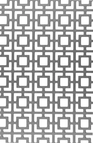 Tôle décorative perforée 490 en aluminium anodisé argent, dimensions 1000X1000mm