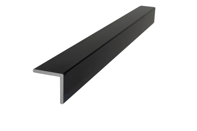 Cornière en aluminium laqué noir mat RAL 9005, 25x25x1,5, longueur 4M
